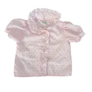 Vintage HealthTex Pink Floral Short Sleeve Button Down Shirt Sz 9M